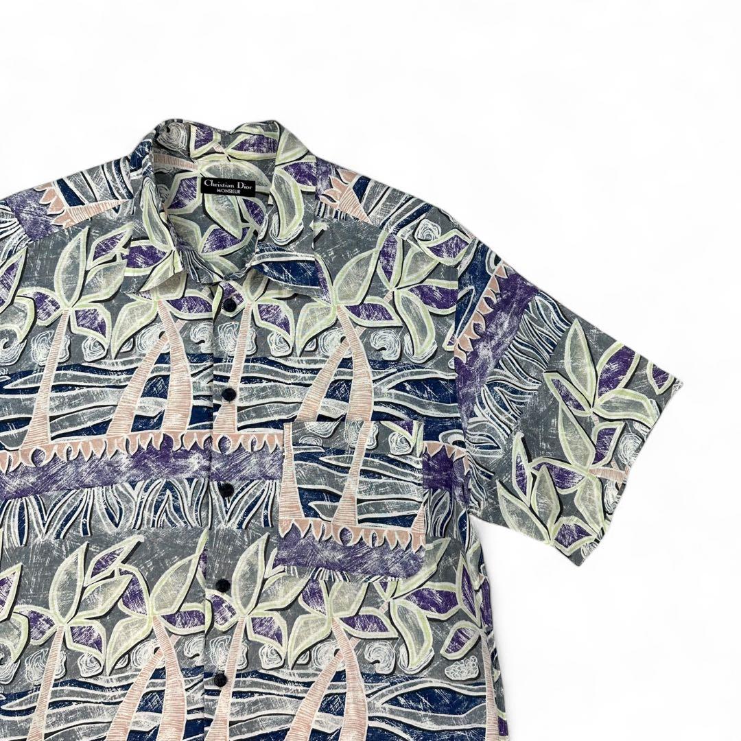 【至高の逸品】 Christian Dior 総柄 リネン シャツ 半袖 美品