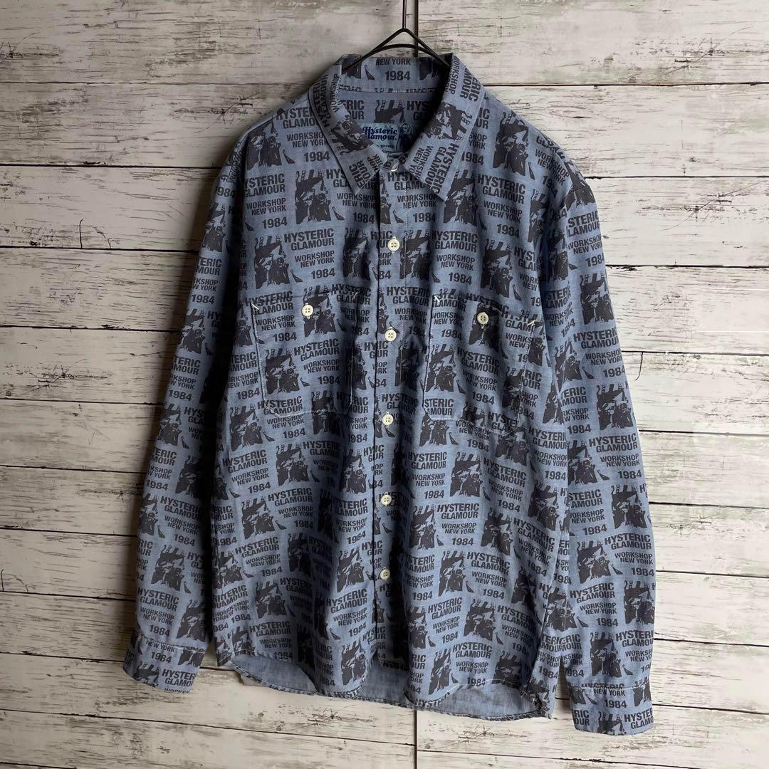 2902【人気モデル】ヒステリックグラマー☆豪華ヒスガール ロゴ満載 長袖シャツ
