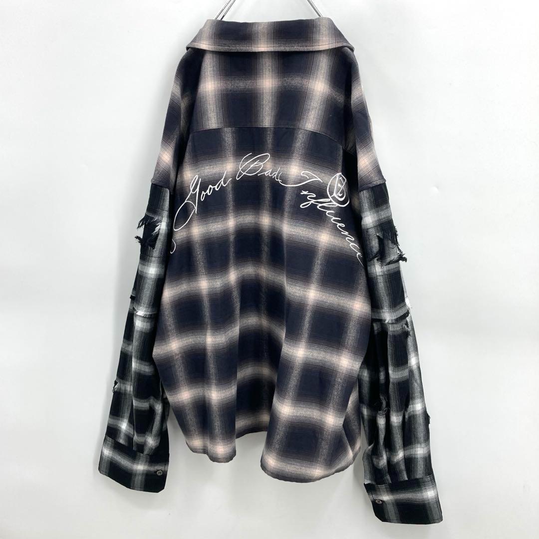 A GOOD BAD INFLUENCE ジップアップオンブレチェックシャツ M