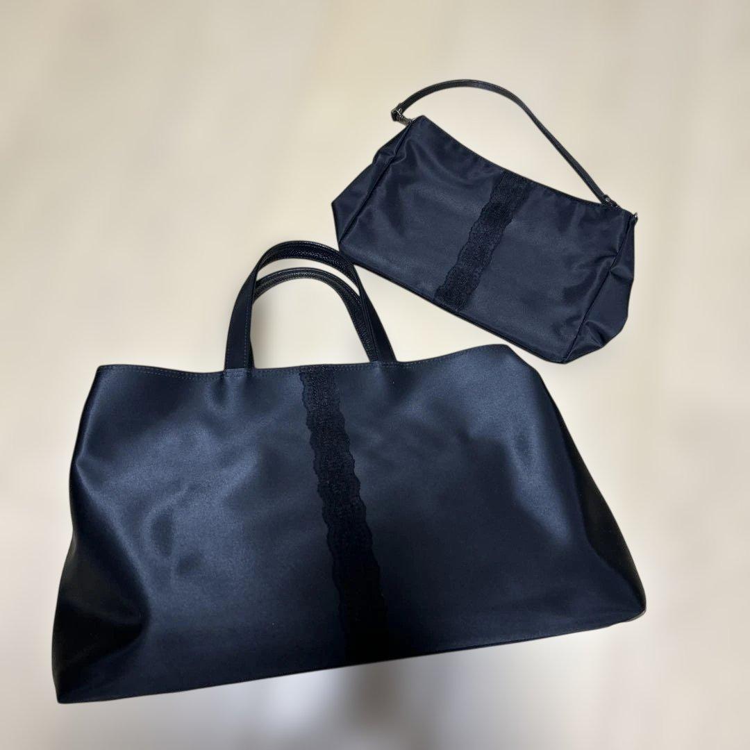 ブラック マザーズバッグ レース装飾付き➕習い事バッグ3点