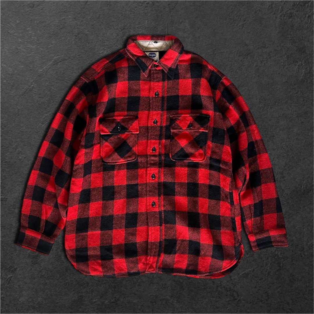 美品★60s/SEARS PILGRIM/マチ付き/ヘビーネルシャツ/ビンテージ