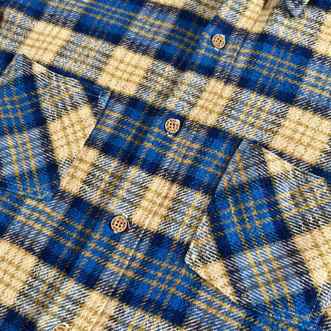 じ*た様 美品 70s BIG MAC ネルシャツ ヘビネル 青 ブルー 好配色