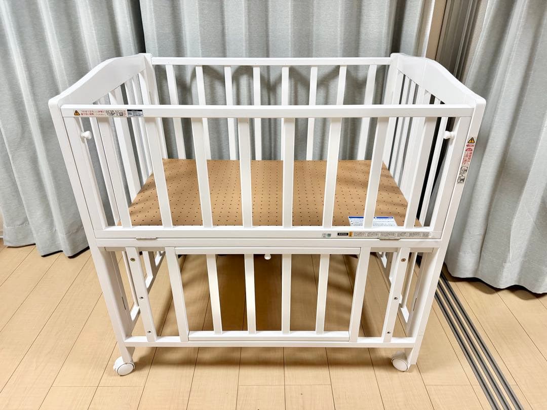 KATOJI ミニ ベビーベッド キャスター付き ホワイト