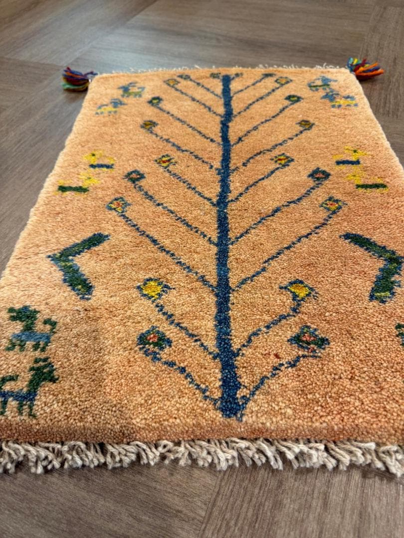 ギャッベ 58x43cm ペルシャ絨毯 手織り ギャベ 玄関マットラグ 絨毯