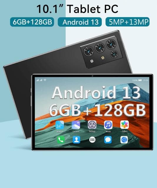 Android タブレット 6GB RAM 128GB ROM (BLACK)