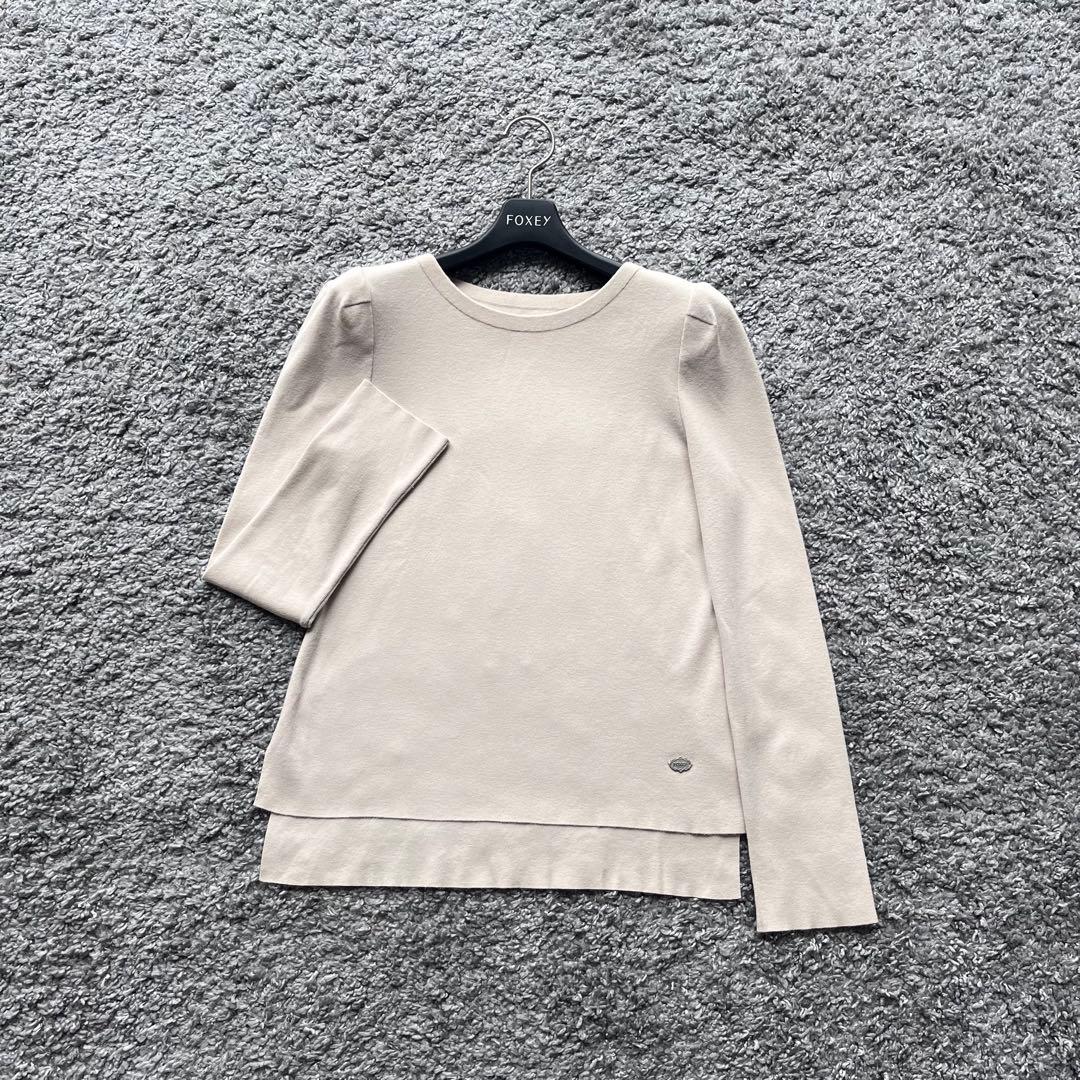 FOXEY NY 38 アイボリーベージュ スリムニット