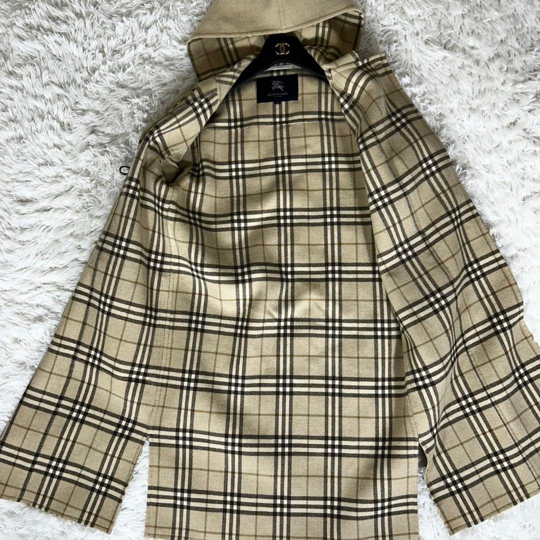 美品✨《バーバリーロンドン》カシミヤ混 ダブルフェイス フーデッドコート36