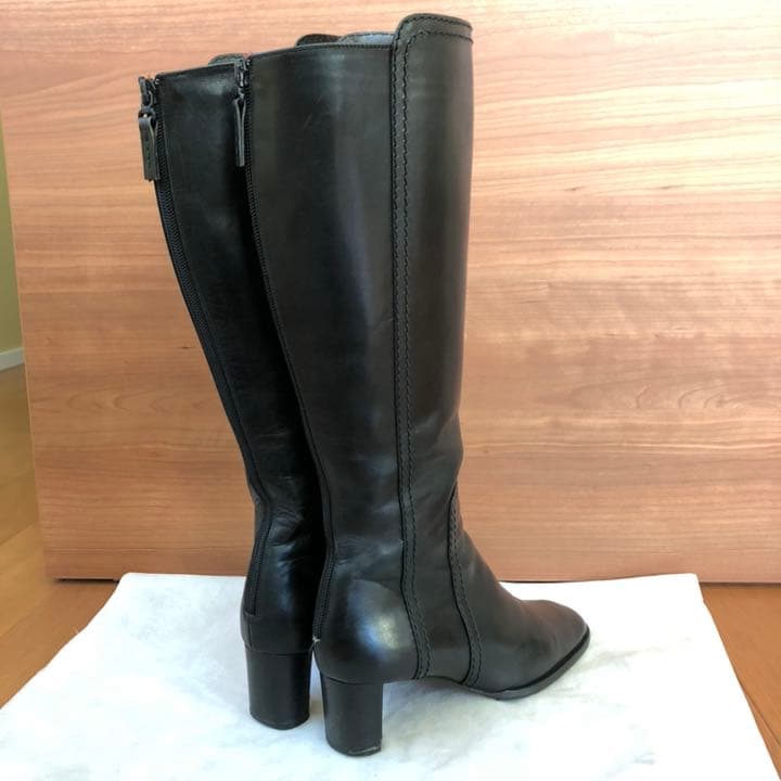 バリー　ロングブーツ 黒革　36