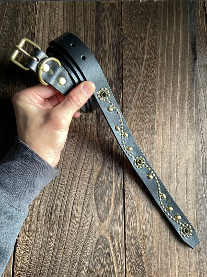 オーダー品　スタッズナローロングベルト　24㎜　 真鍮　フラワー