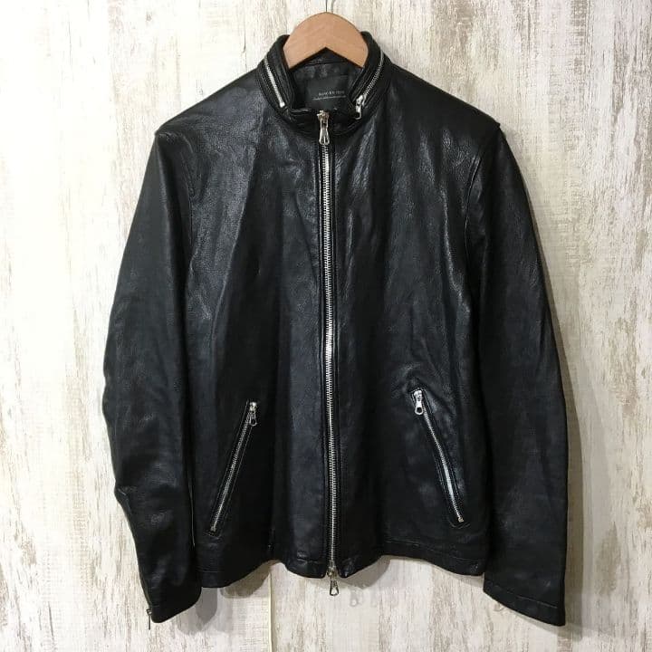NANO UNIVERSE 　シングルライダース　ジャケット　ラムレザー　L　黒