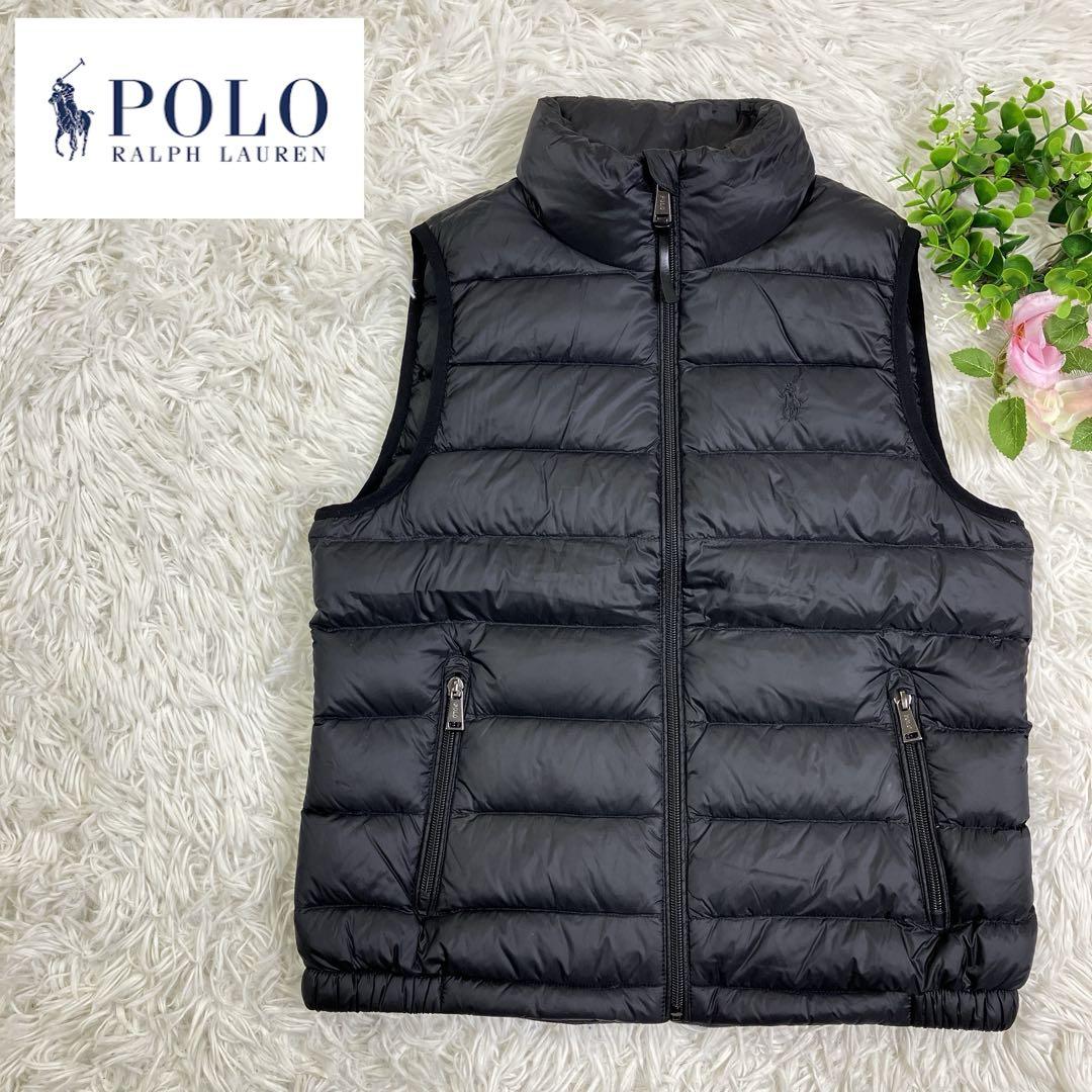 【美品】ポロラルフローレン ダウンベスト ブラック ポニーロゴ 刺繍 XS