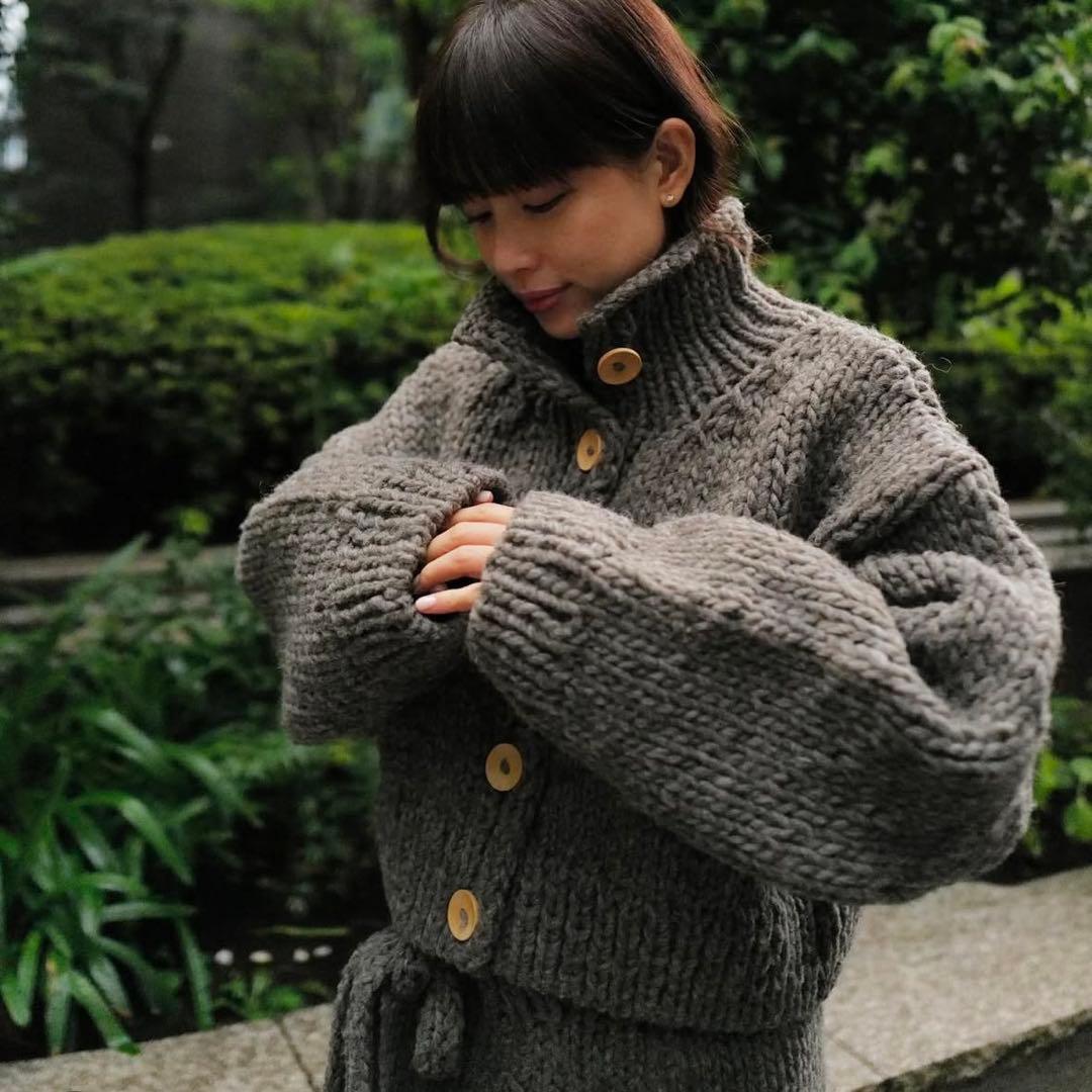 ETRÉ TOKYO/スタンドネックハンドニットカーディガン