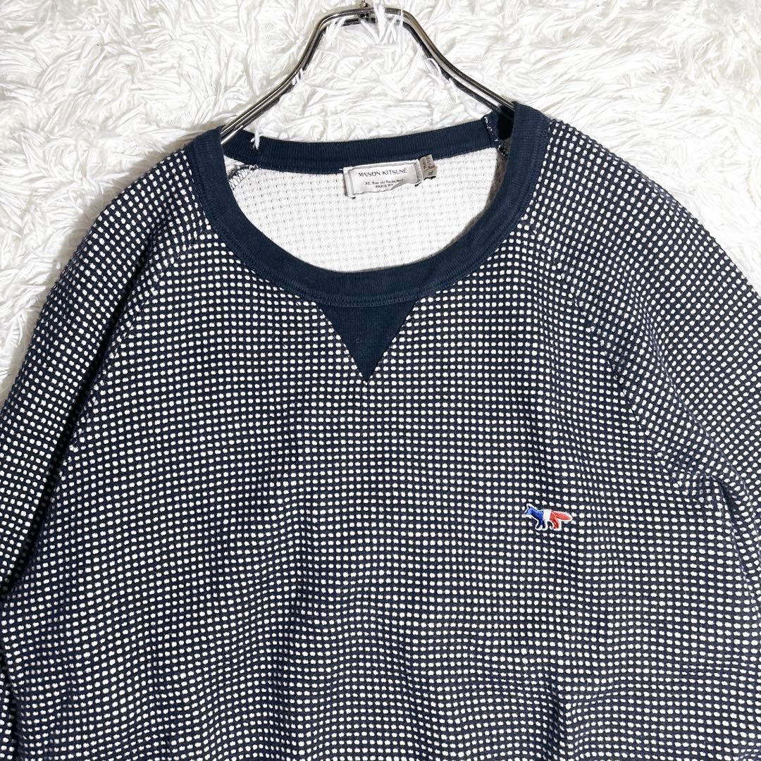 希少 美品 XL メゾンキツネ トリコロールフォックス ドット スウェット 紺