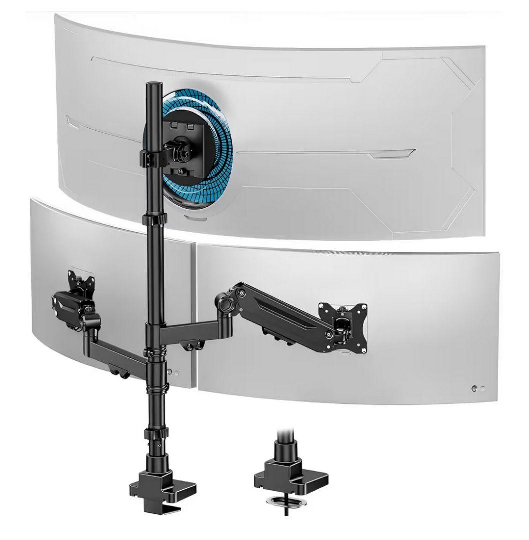 モニターアーム 3画面　ガス圧式 液晶ディスプレイアーム ロングポール800mm