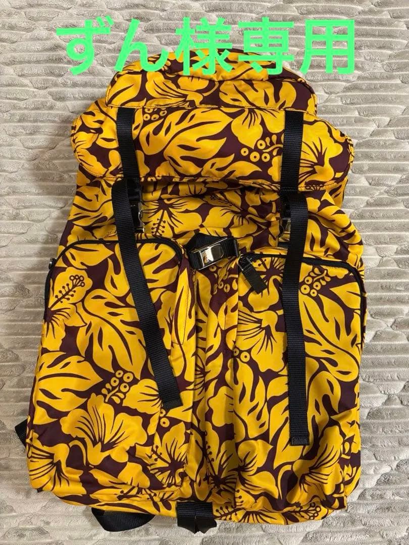 希少 美品 PRADA プラダ フラワー リュック 花柄 バックパック メンズ