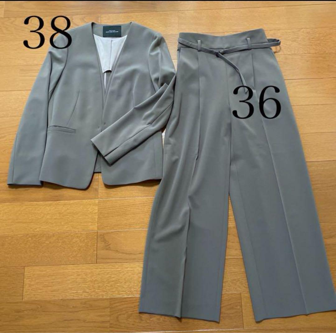 グリーンレーベルリラクシング　ノーカラー ビジネススーツ 上下セット 38/36