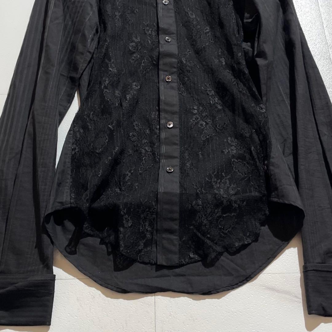 入手困難✨ ジョンガリアーノ レース生地 ブラック カットソー フォーマル 黒色