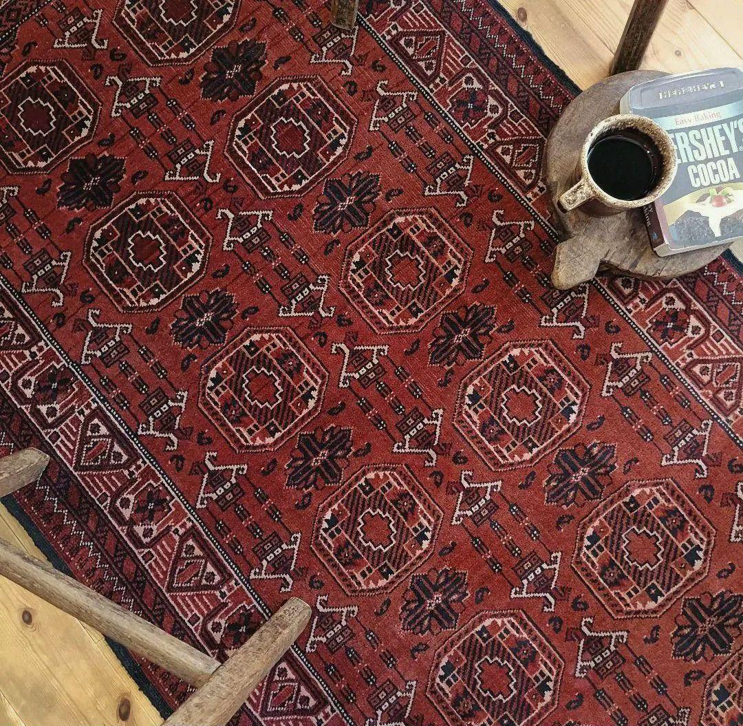 【ロングサイズ】80s トライバルラグ　アフガンラグ　ヴィンテージラグ ペルシャ