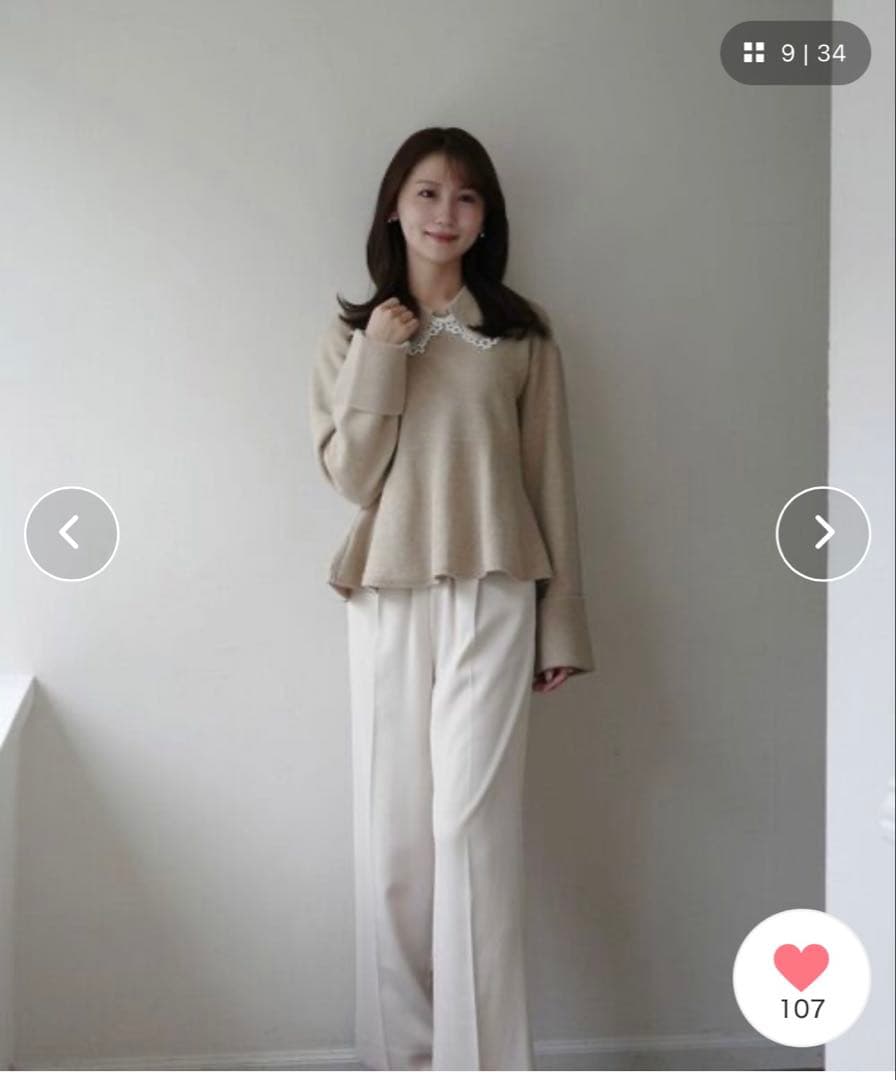 cleblatt レースカラーペプラムニット