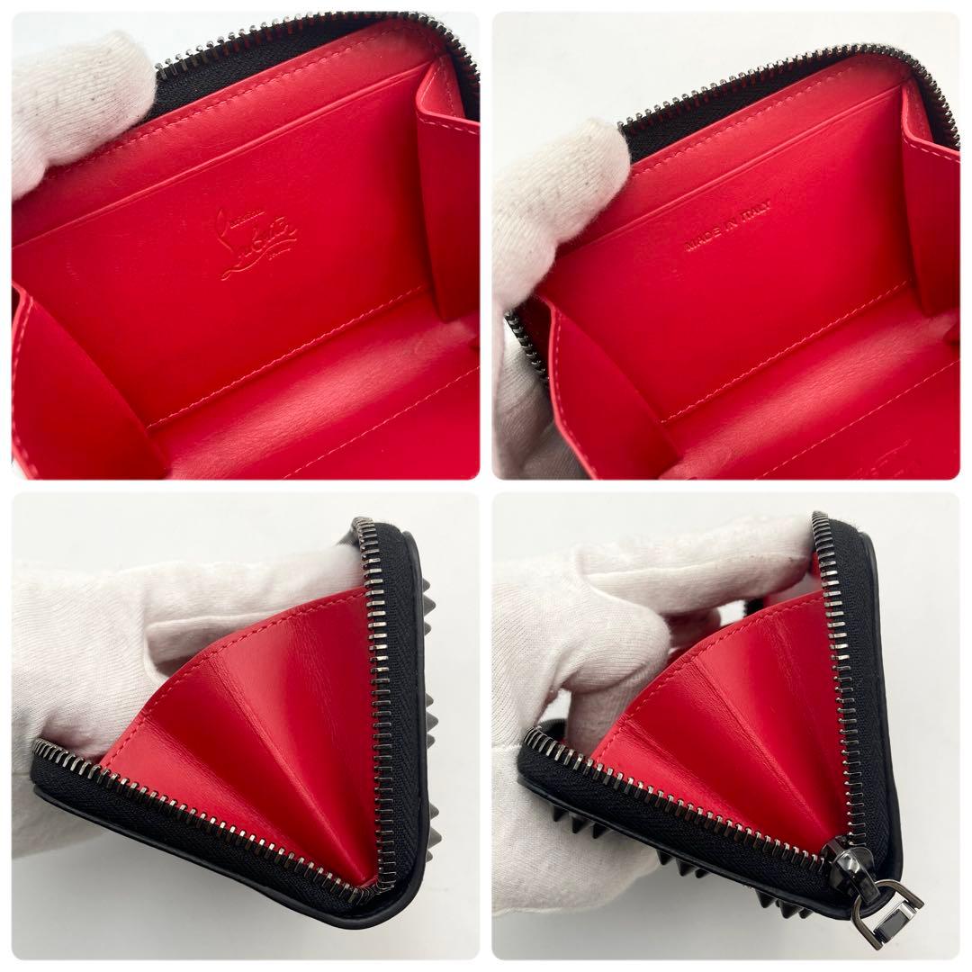 とーた✨ ルブタン パネトーネ ミニ財布 ケース 黒×赤 スタッズ