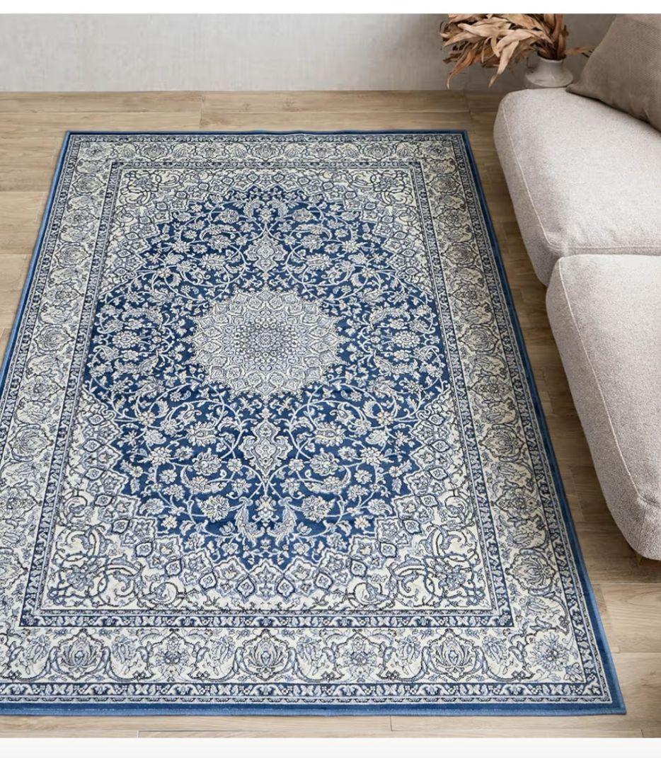サヤンサヤン　ラグ　カーペット　絨毯　ブルー　ロイヤルパレス　3畳　滑り止め付き