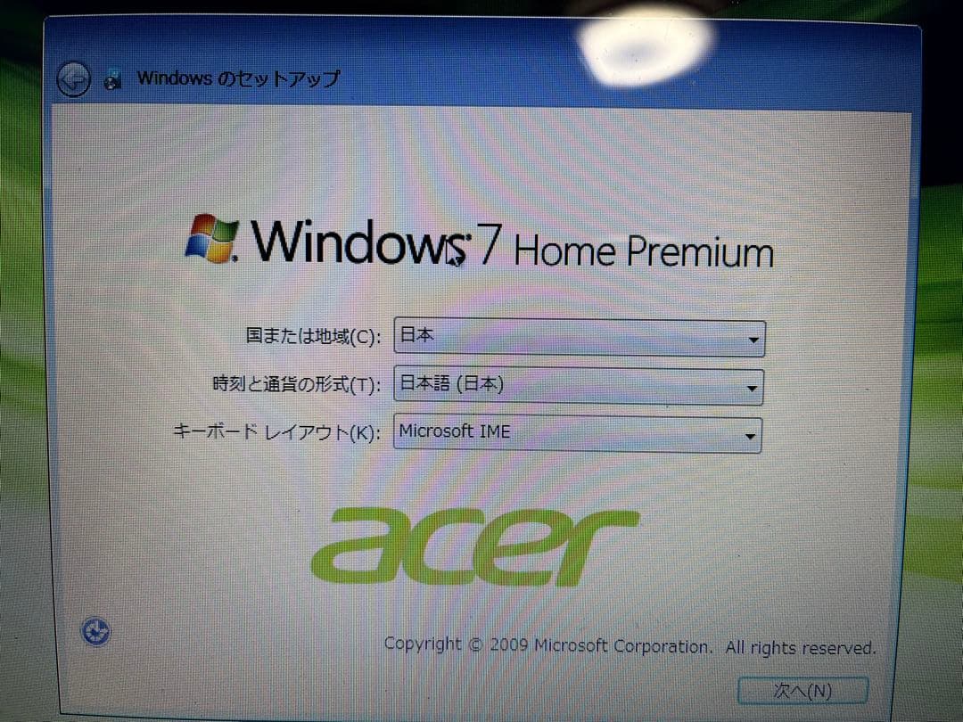 acer ノートパソコン windows7