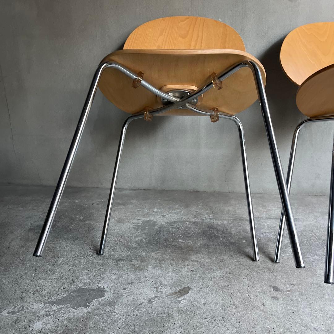 木製 スタッキングチェア 2脚セット