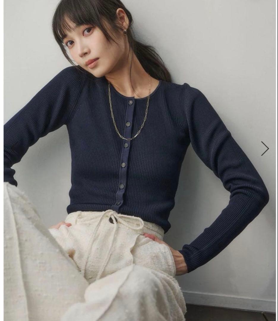 anuans リュクスビスコースニットカーディガン