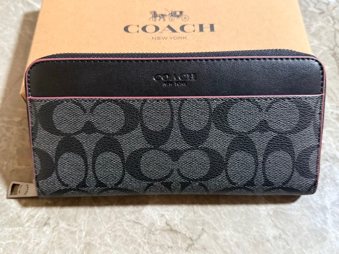 COACH 長財布 ブラック グレー
