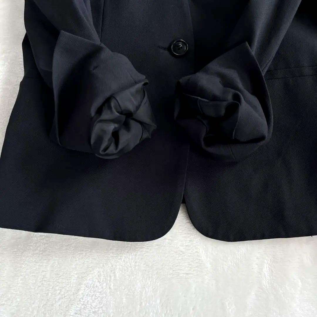 プラステ スーツ XS XXSノーカラー パンツ セットアップ ネイビー 麻混