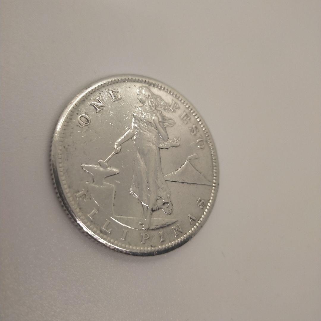 1909年 アメリカ領フィリピン 1ペソ銀貨 火山 乙女　古銭　希少硬貨