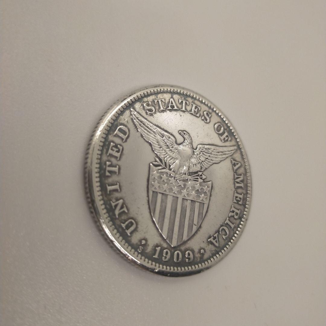 1909年 アメリカ領フィリピン 1ペソ銀貨 火山 乙女　古銭　希少硬貨
