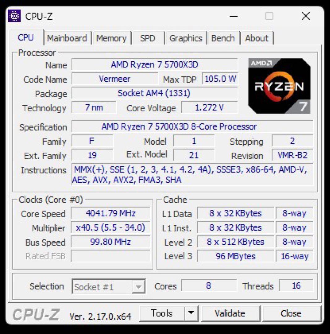 AMD Ryzen 7 5700X3D CPU バルク