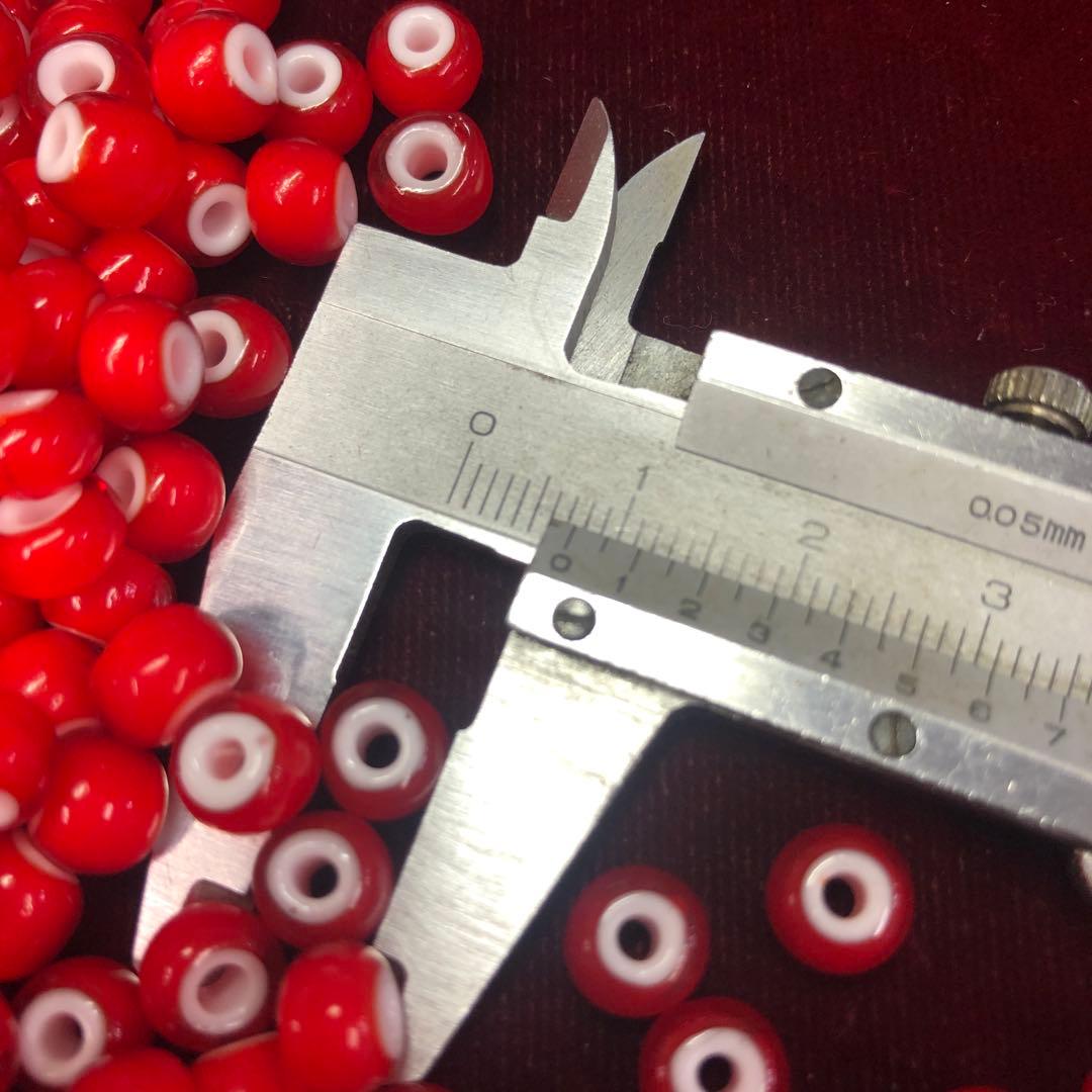 (朱赤色)ホワイトハーツ500粒約7.5ミリ〜8.0ミリ幅前後、3ミリ鹿紐用