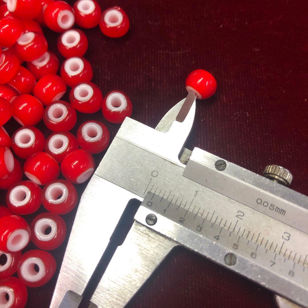 (朱赤色)ホワイトハーツ500粒約7.5ミリ〜8.0ミリ幅前後、3ミリ鹿紐用