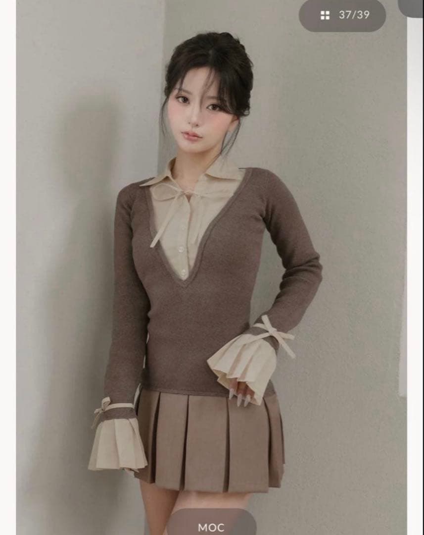 darich シャツドッキングプリーツミニワンピース