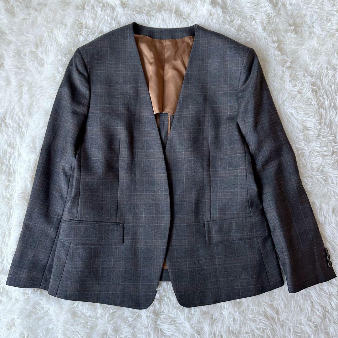 GINZA Global Styleセットアップスーツ グレンチェックノーカラー