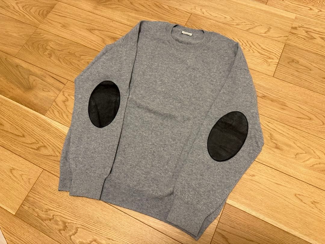cash&barba モンゴリアンカシミヤエルボーパッチクルーネック 2 グレー