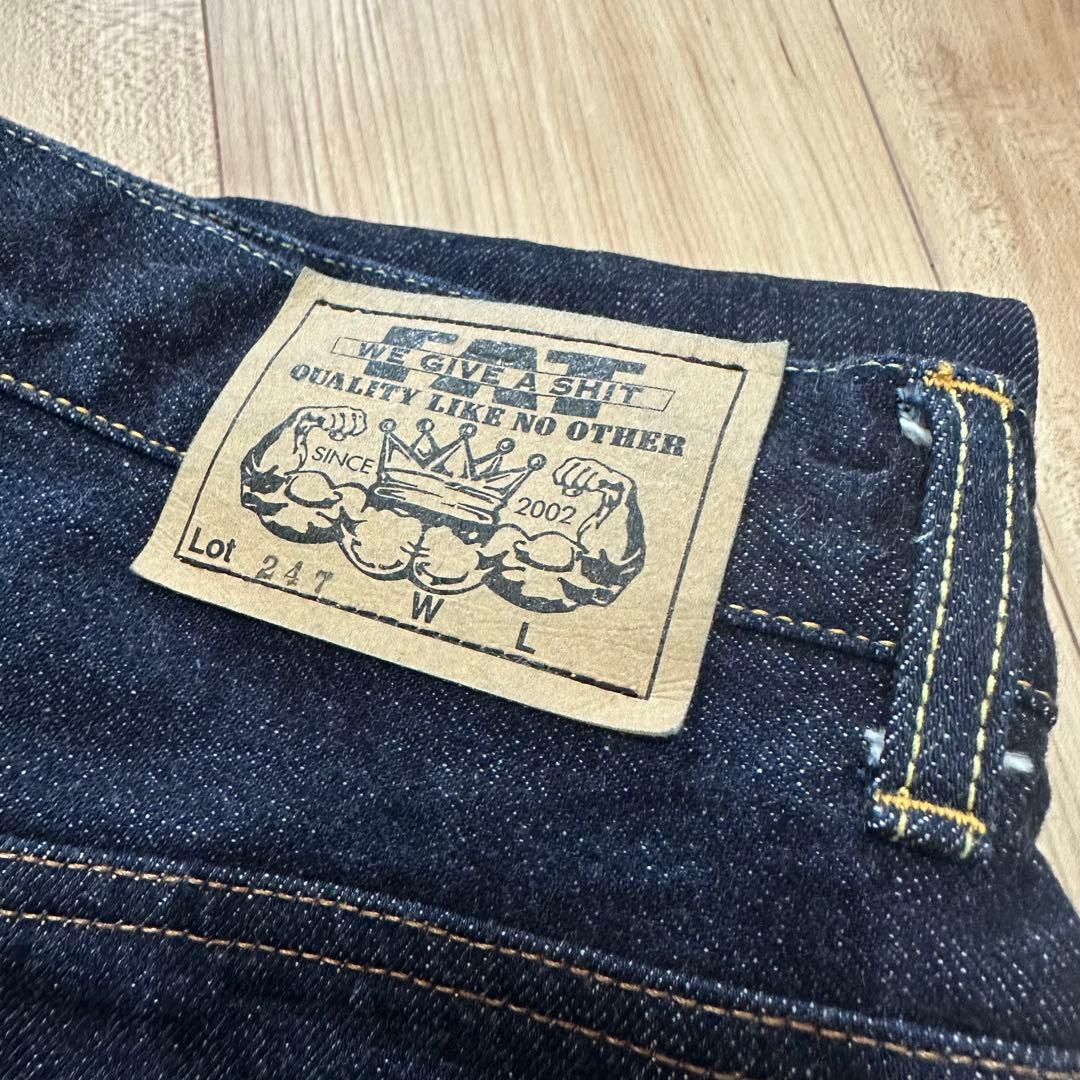 美品　FAT 247 ブルー デニム　ワイドパンツ