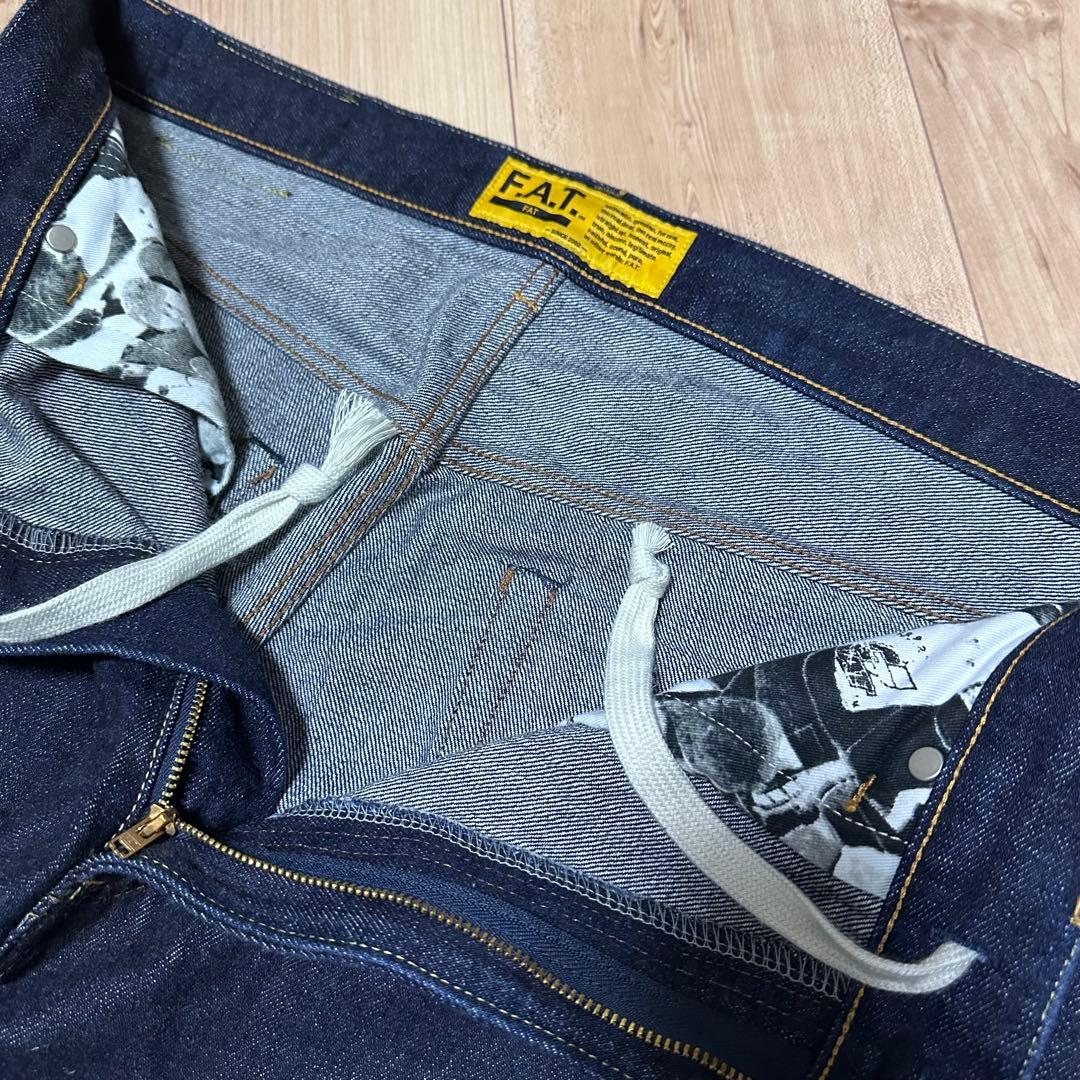 美品　FAT 247 ブルー デニム　ワイドパンツ