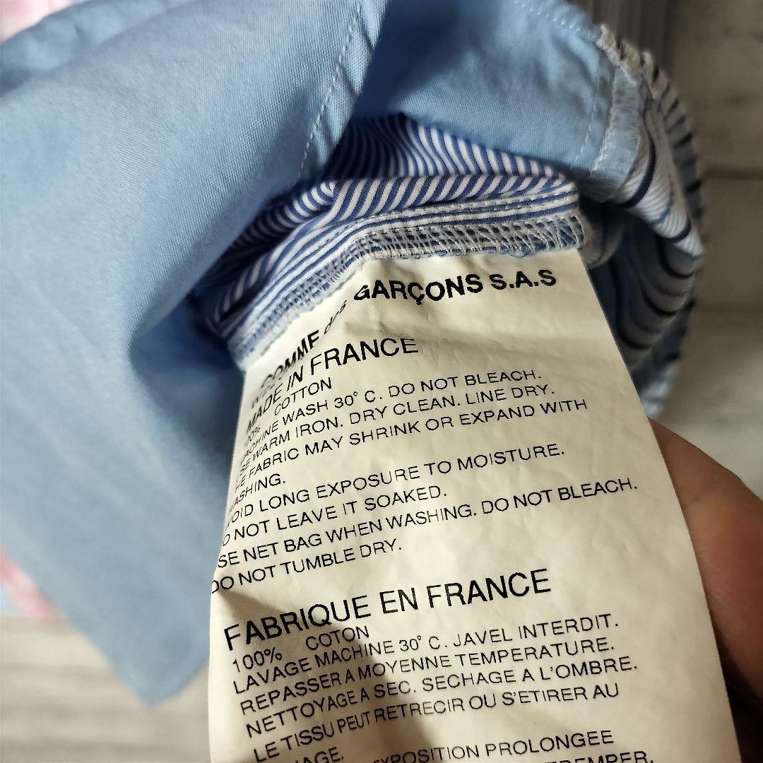 コムデギャルソンシャツ パッチワークシャツ 長袖 ストライプ ドッキング