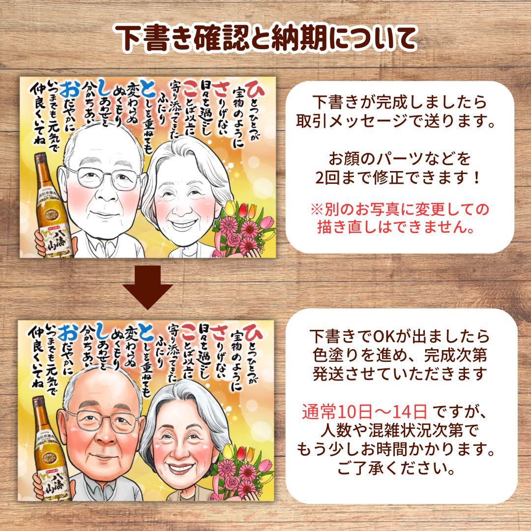 5名さま　B4サイズ【似顔絵オーダー】ホワイトフレーム