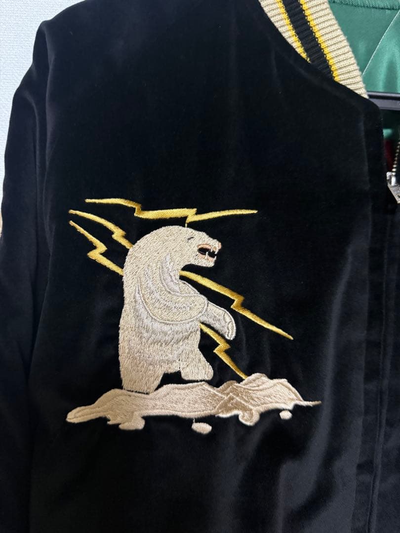 テーラー東洋 スカジャン ポーラーベア × アラスカ地図 別珍XL