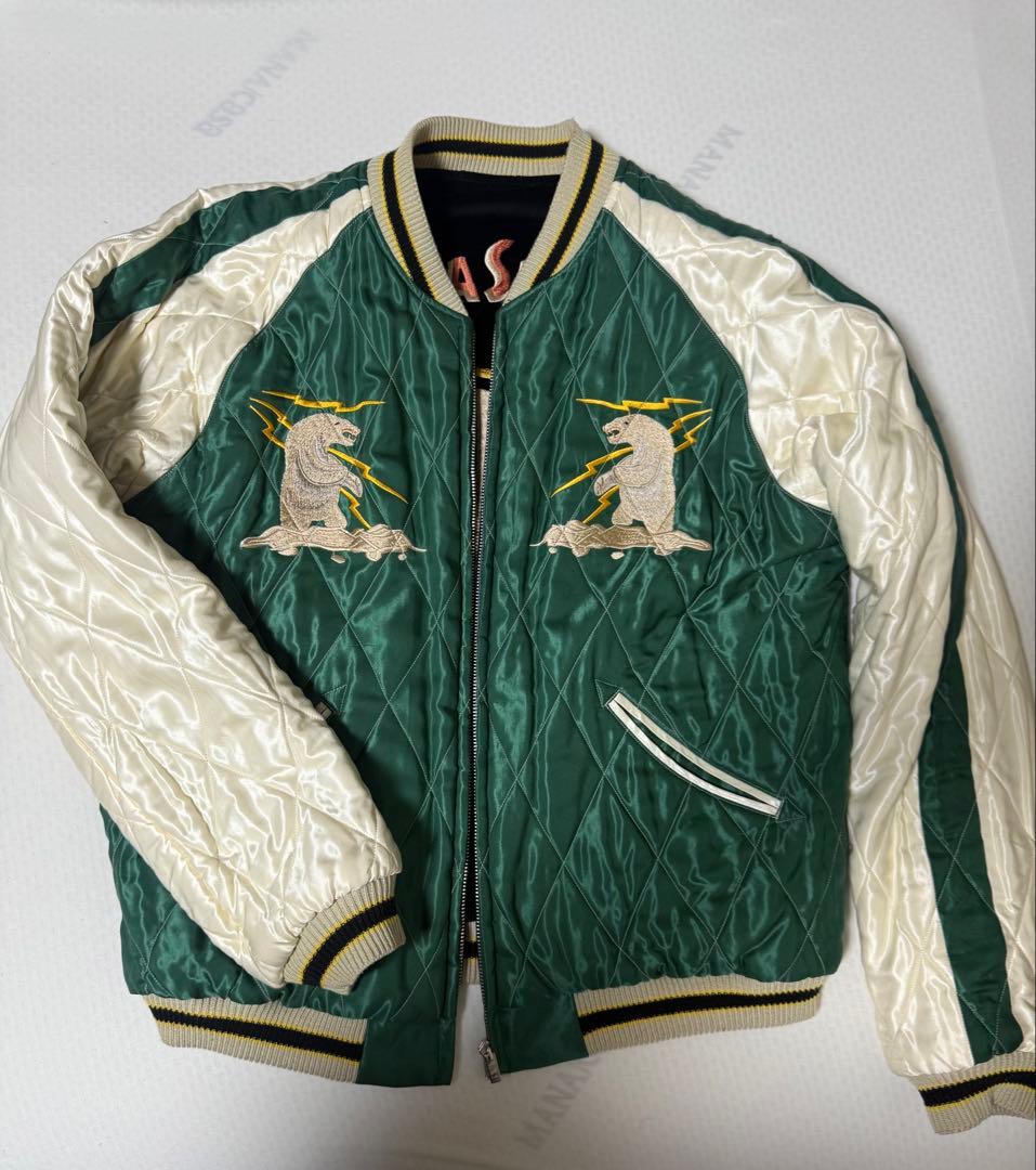 テーラー東洋 スカジャン ポーラーベア × アラスカ地図 別珍XL