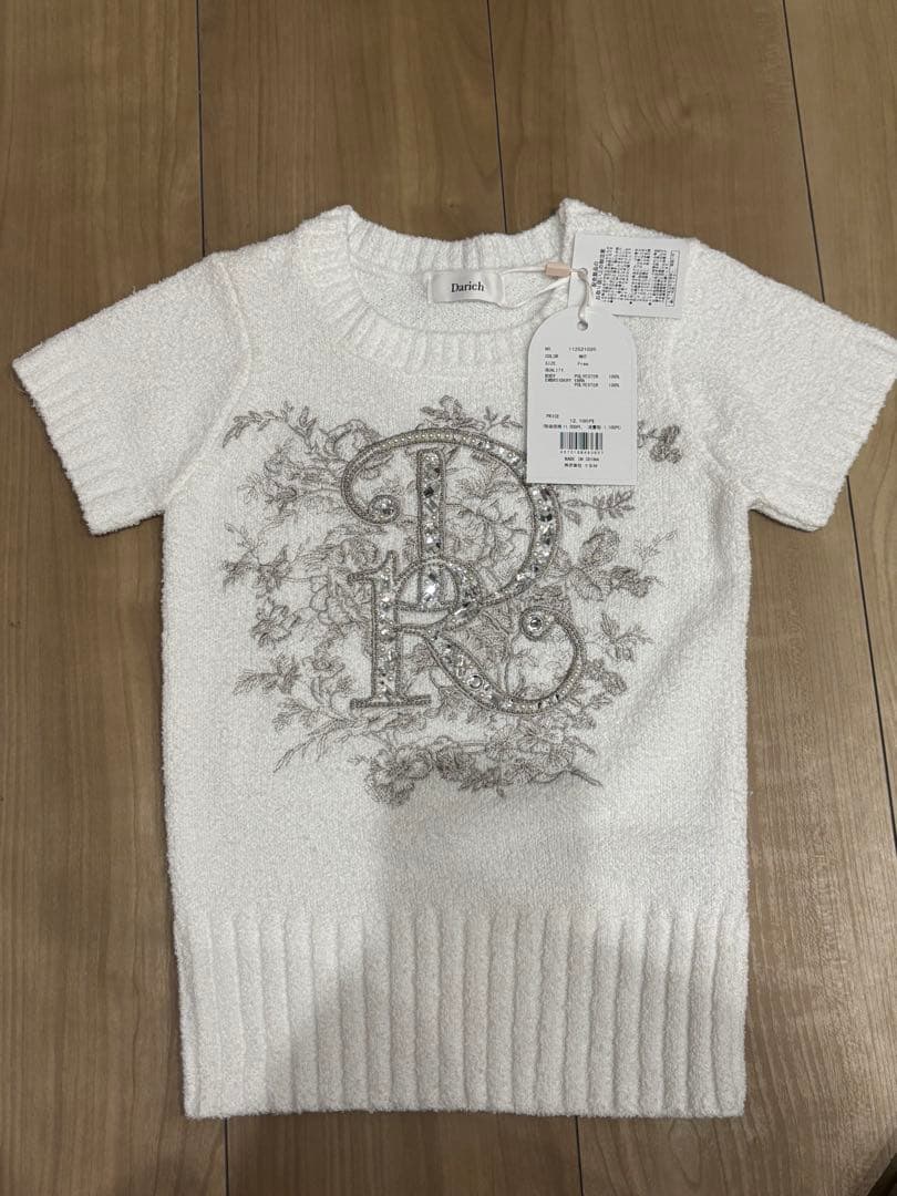 値下げ中！新品タグ付。DRビジューフラワーニットトップス Darich