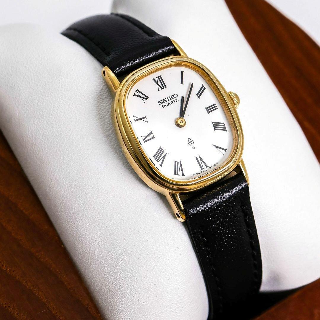 稼働 SEIKO 腕時計 14金 アンティーク 水晶マーク ローマン 858