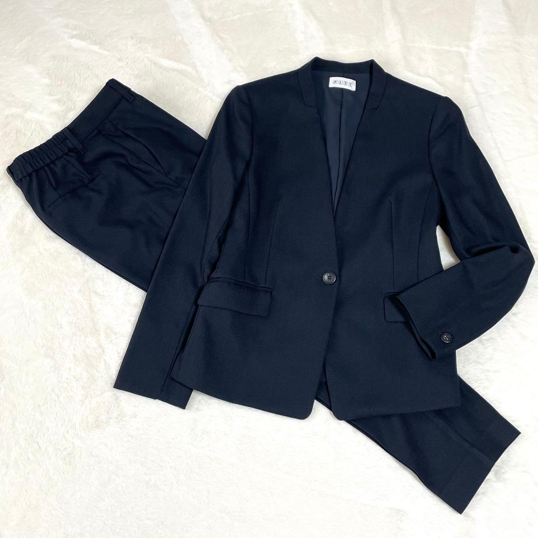 美品 PLST プラステ　ノーカラー　セットアップ　パンツスーツ　カノコ生地 M