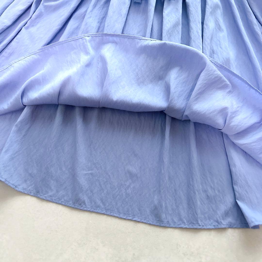 タグ付✨24SS✨現行　フミエタナカ　シアーギャザーシャツ　ブルー　フリル