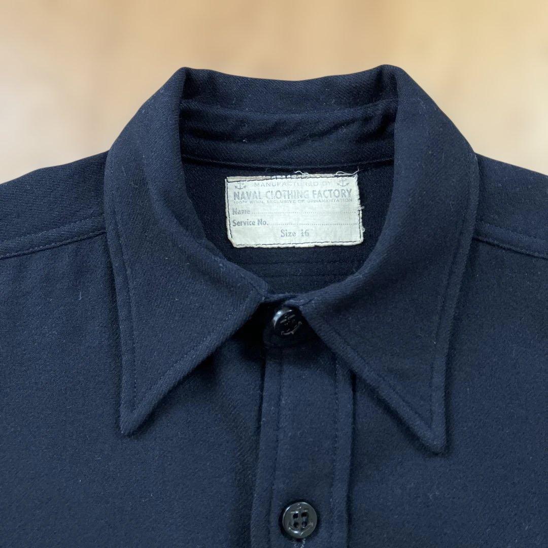 【美品、貴重、サイズ16】40's US.NAVY CPO Wool Shirt
