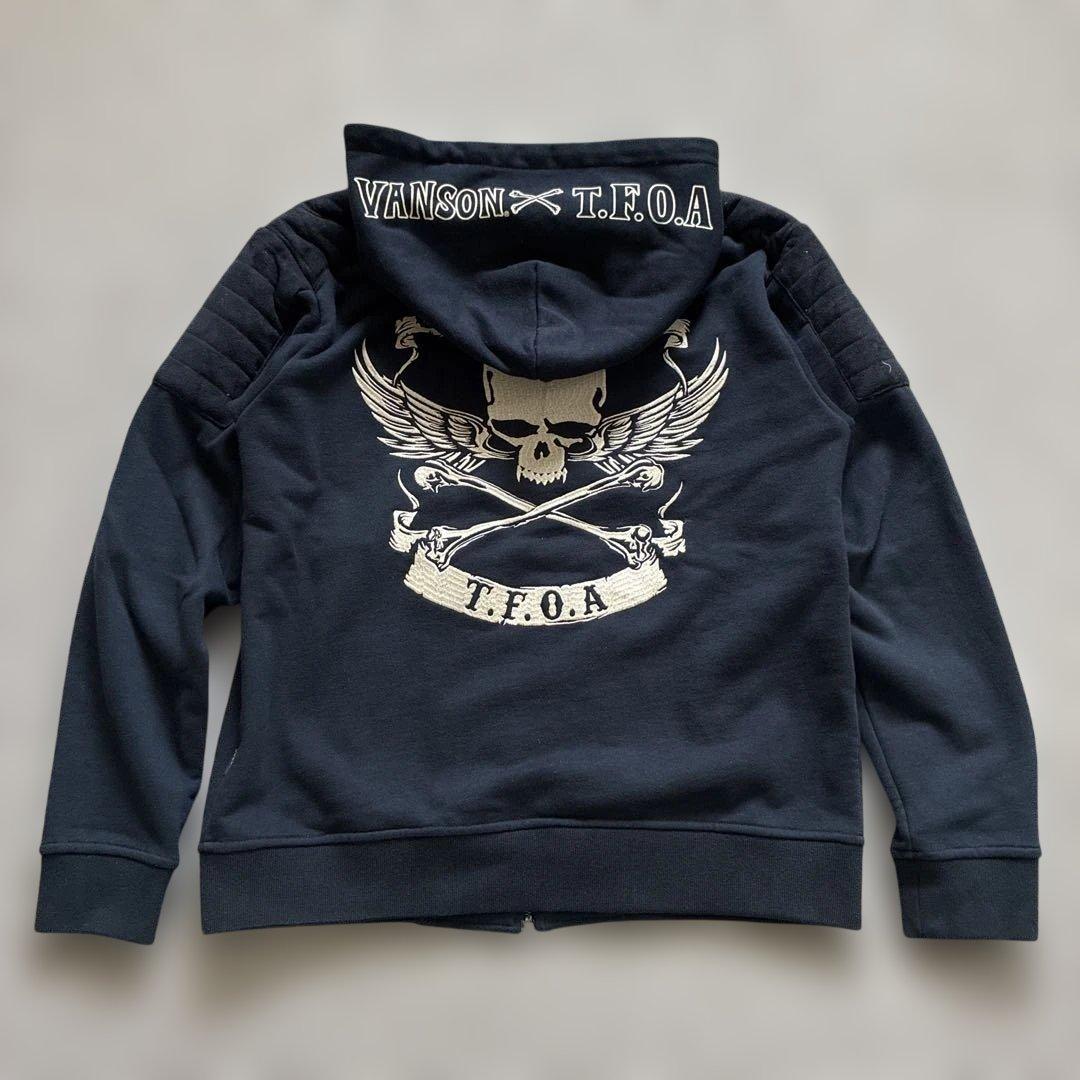 VANSON T.F.O.A スカル刺繍　スウェットパーカー XL